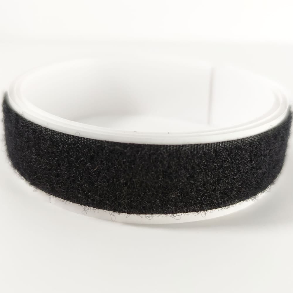 Klettverschluss - wahlweise Klett- oder Flauschband mit Kleber, verschiedene Breiten, Farbe: schwarz