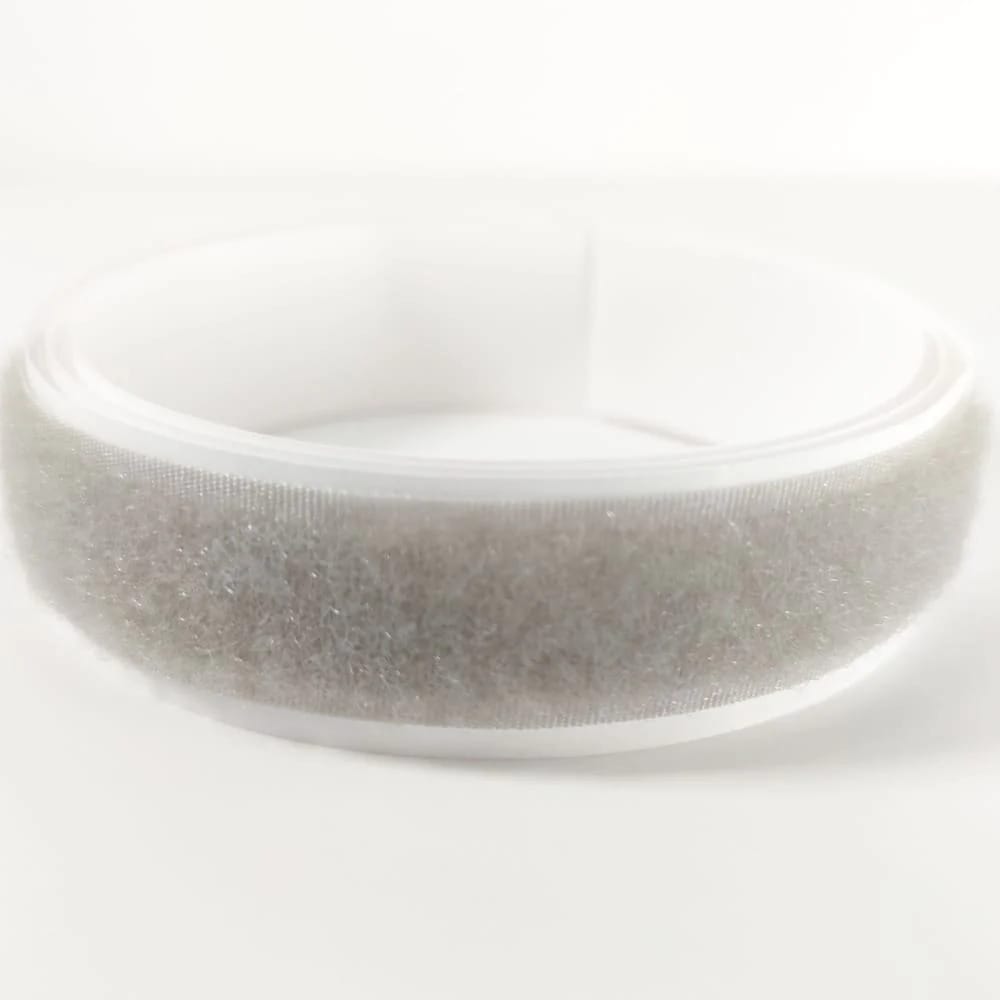 Klettverschluss - wahlweise Klett- oder Flauschband mit Kleber, verschiedene Breiten, Farbe: silbergrau