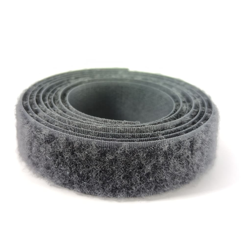 Klettverschluss - wahlweise Klett- oder Flauschband zum Aufnähen, verschiedene Breiten, Farbe: dunkelgrau