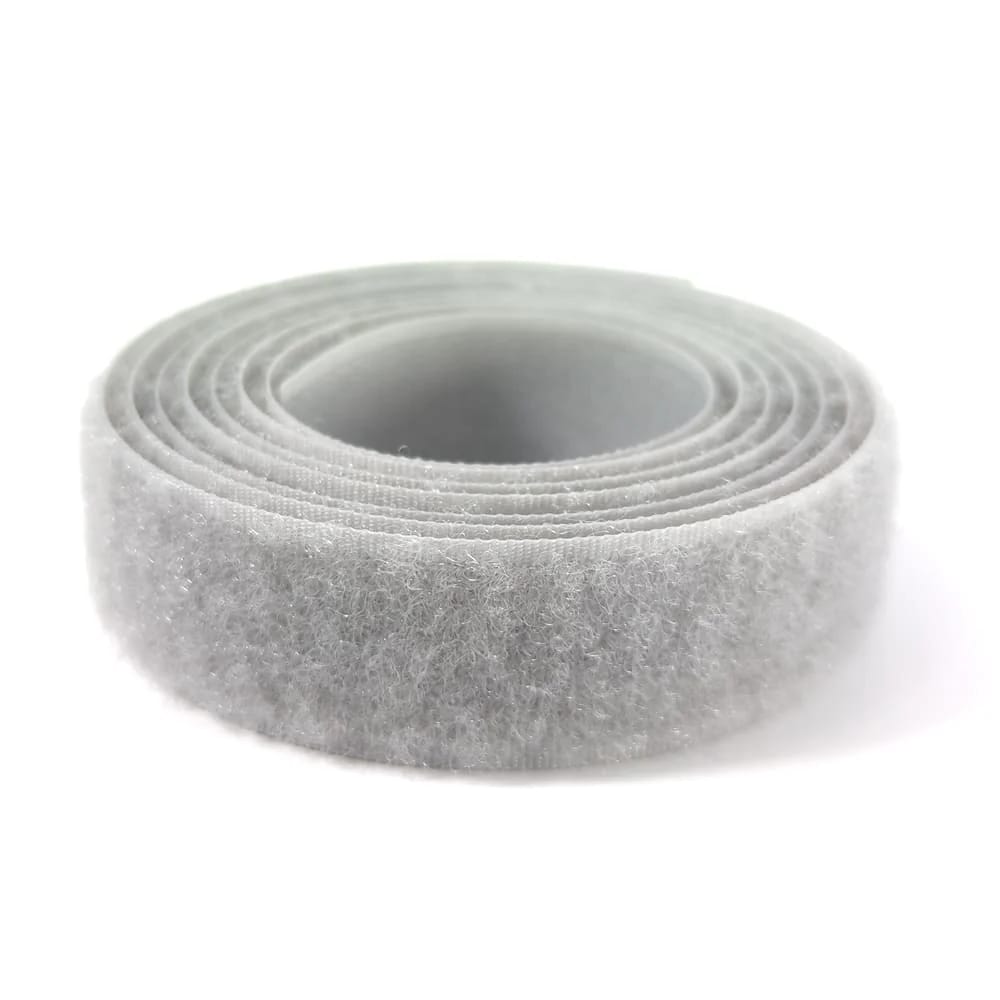 Klettverschluss - wahlweise Klett- oder Flauschband zum Aufnähen, verschiedene Breiten, Farbe: grau