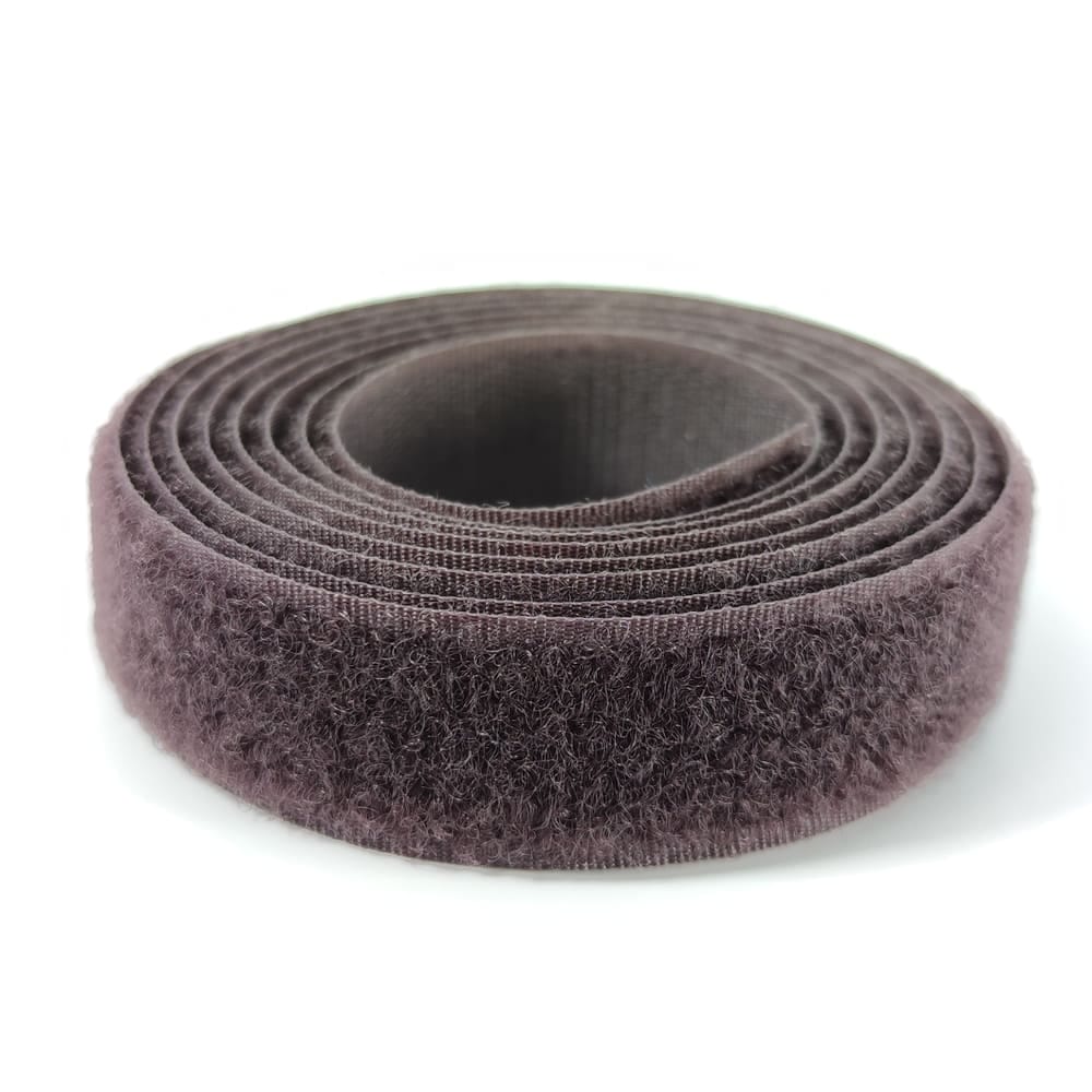 Klettverschluss - wahlweise Klett- oder Flauschband zum Aufnähen, verschiedene Breiten, Farbe: dunkelbraun