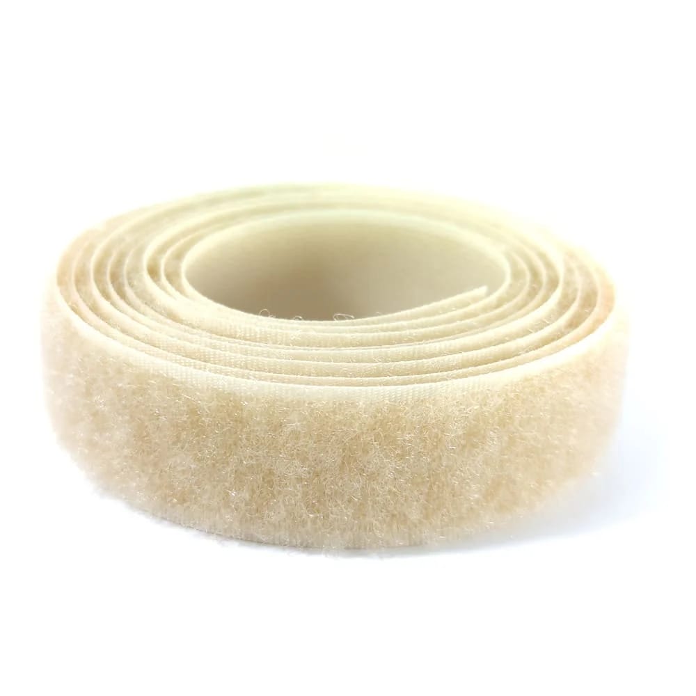 Klettverschluss - wahlweise Klett- oder Flauschband zum Aufnähen, verschiedene Breiten, Farbe: beige