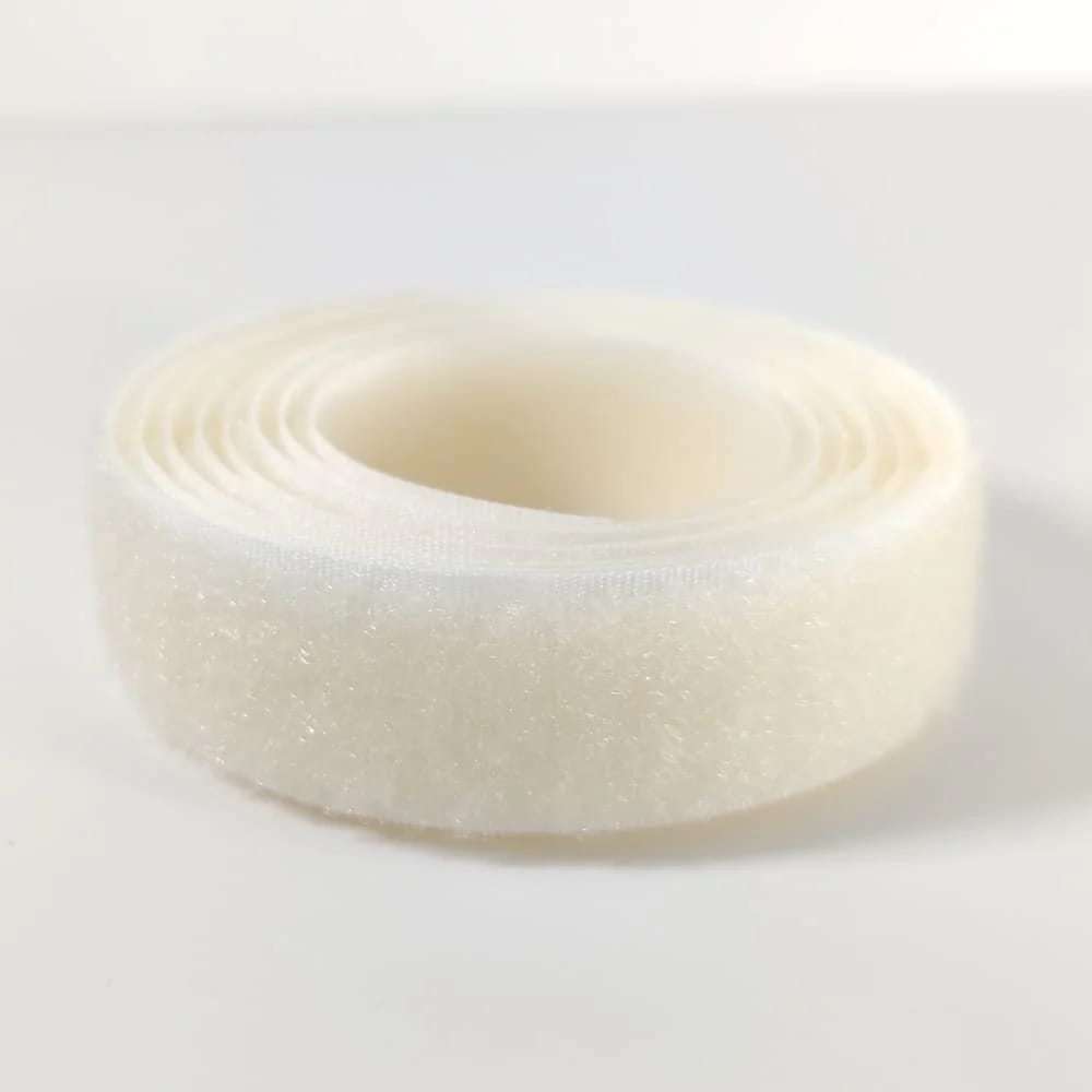 Klettverschluss - wahlweise Klett- oder Flauschband zum Aufnähen, verschiedene Breiten, Farbe: natur / rohweiß