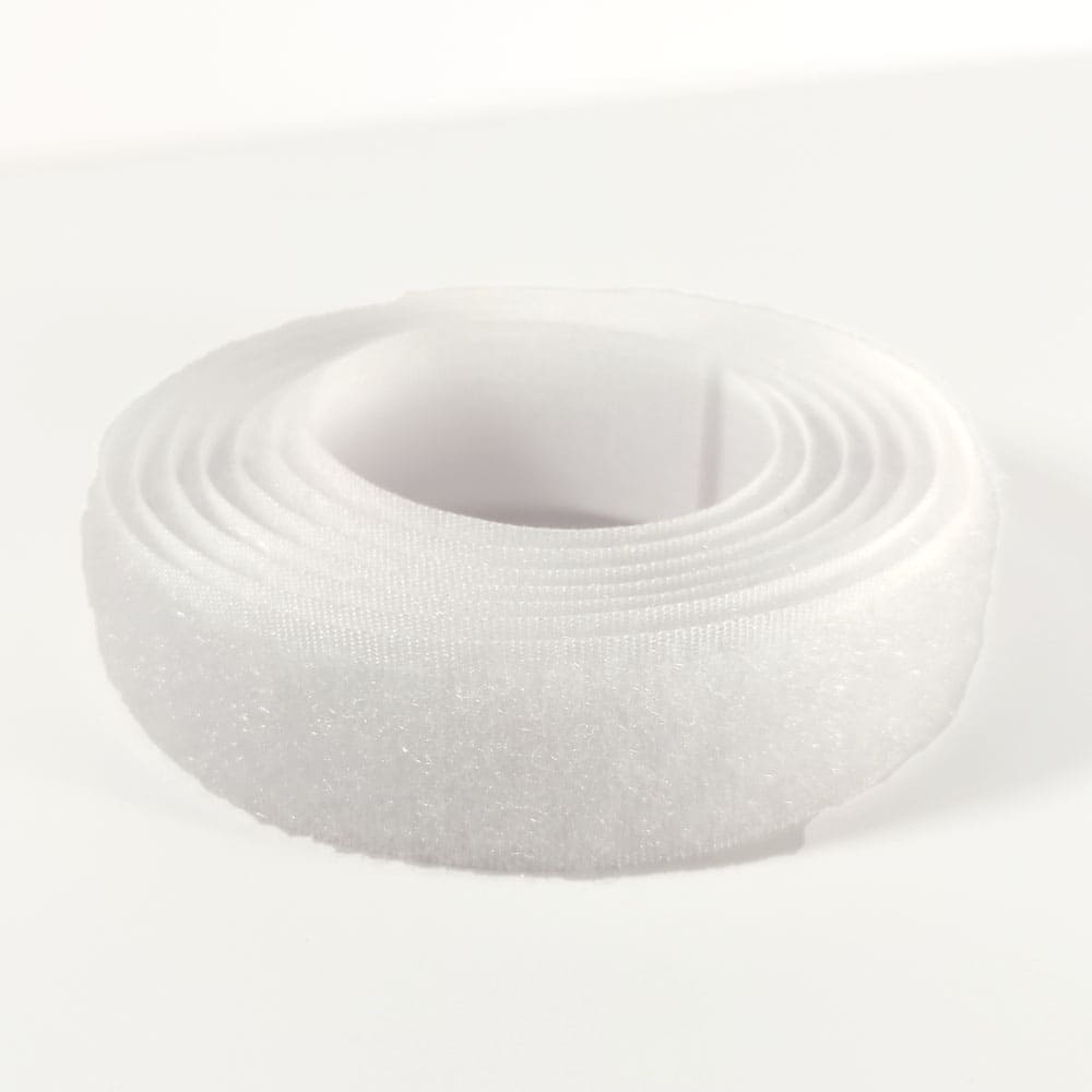 Klettverschluss - wahlweise Klett- oder Flauschband zum Aufnähen, verschiedene Breiten, Farbe: weiß