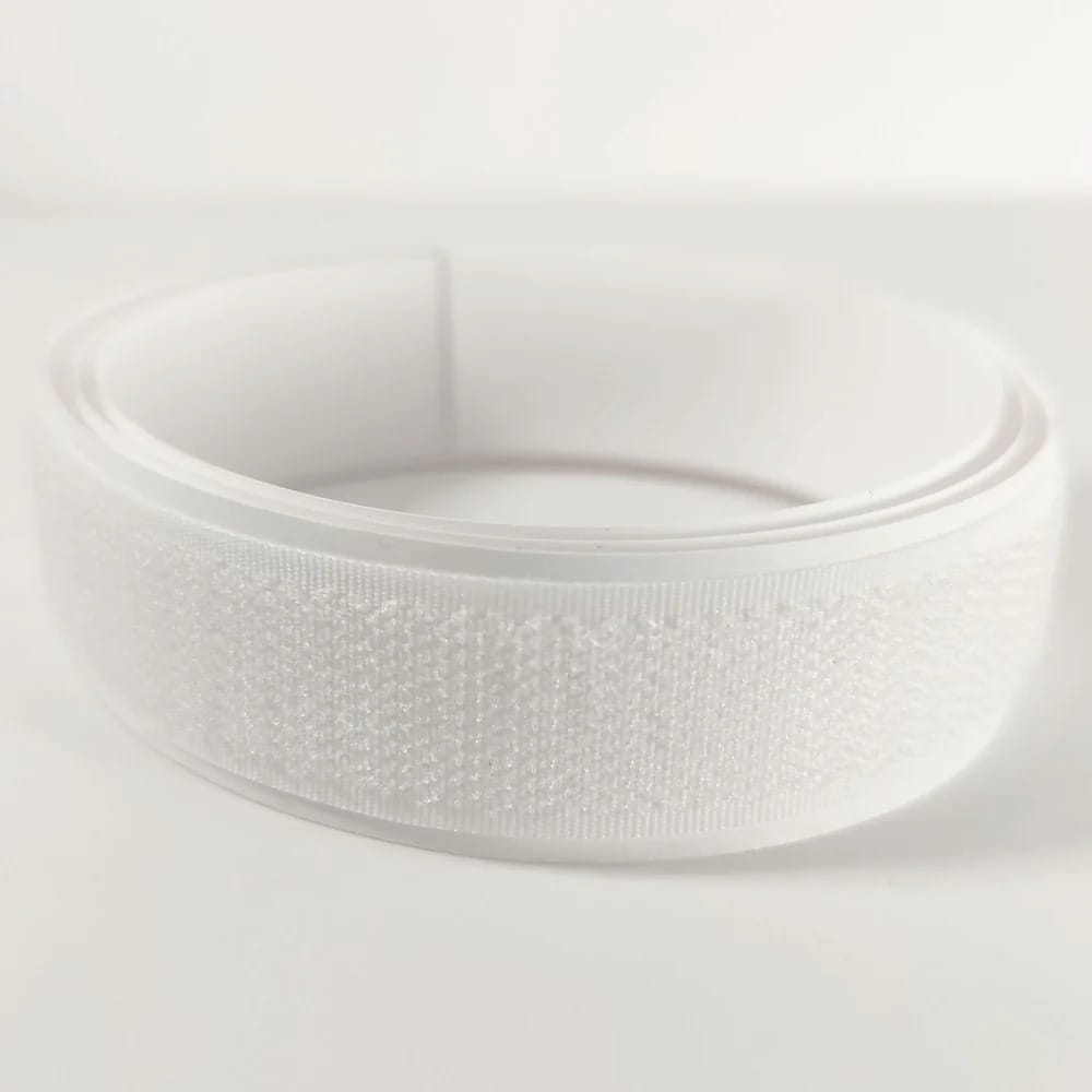 Klettverschluss - wahlweise Klett- oder Flauschband mit Kleber, verschiedene Breiten, Farbe: weiß