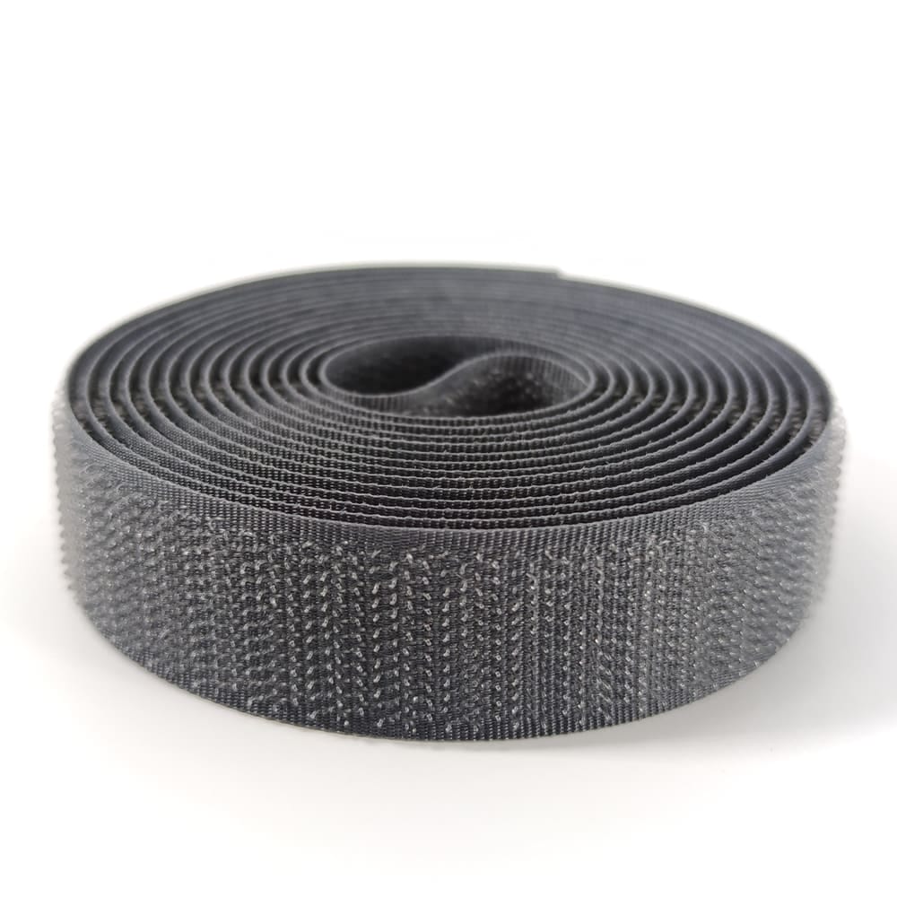 Klettverschluss - wahlweise Klett- oder Flauschband zum Aufnähen, verschiedene Breiten, Farbe: dunkelgrau