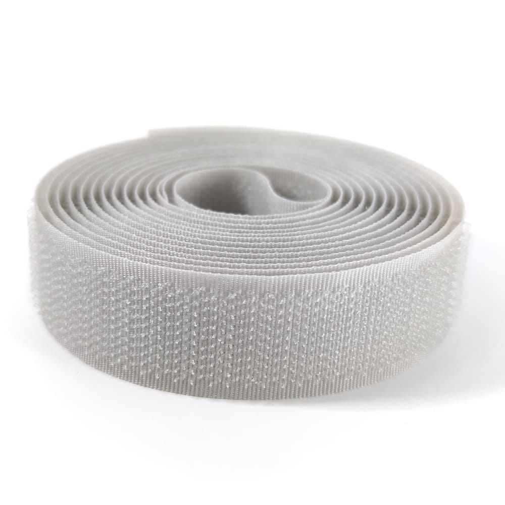 Klettverschluss - wahlweise Klett- oder Flauschband zum Aufnähen, verschiedene Breiten, Farbe: silbergrau