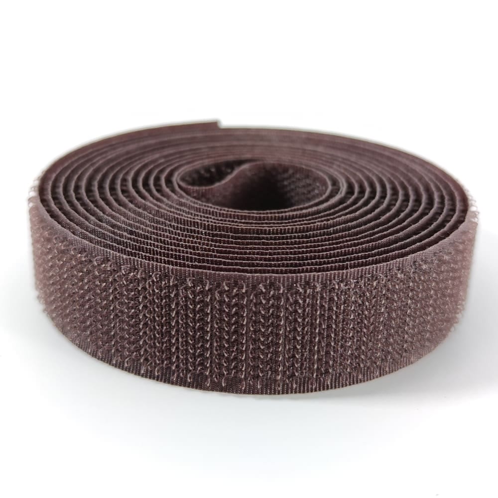 Klettverschluss - wahlweise Klett- oder Flauschband zum Aufnähen, verschiedene Breiten, Farbe: dunkelbraun