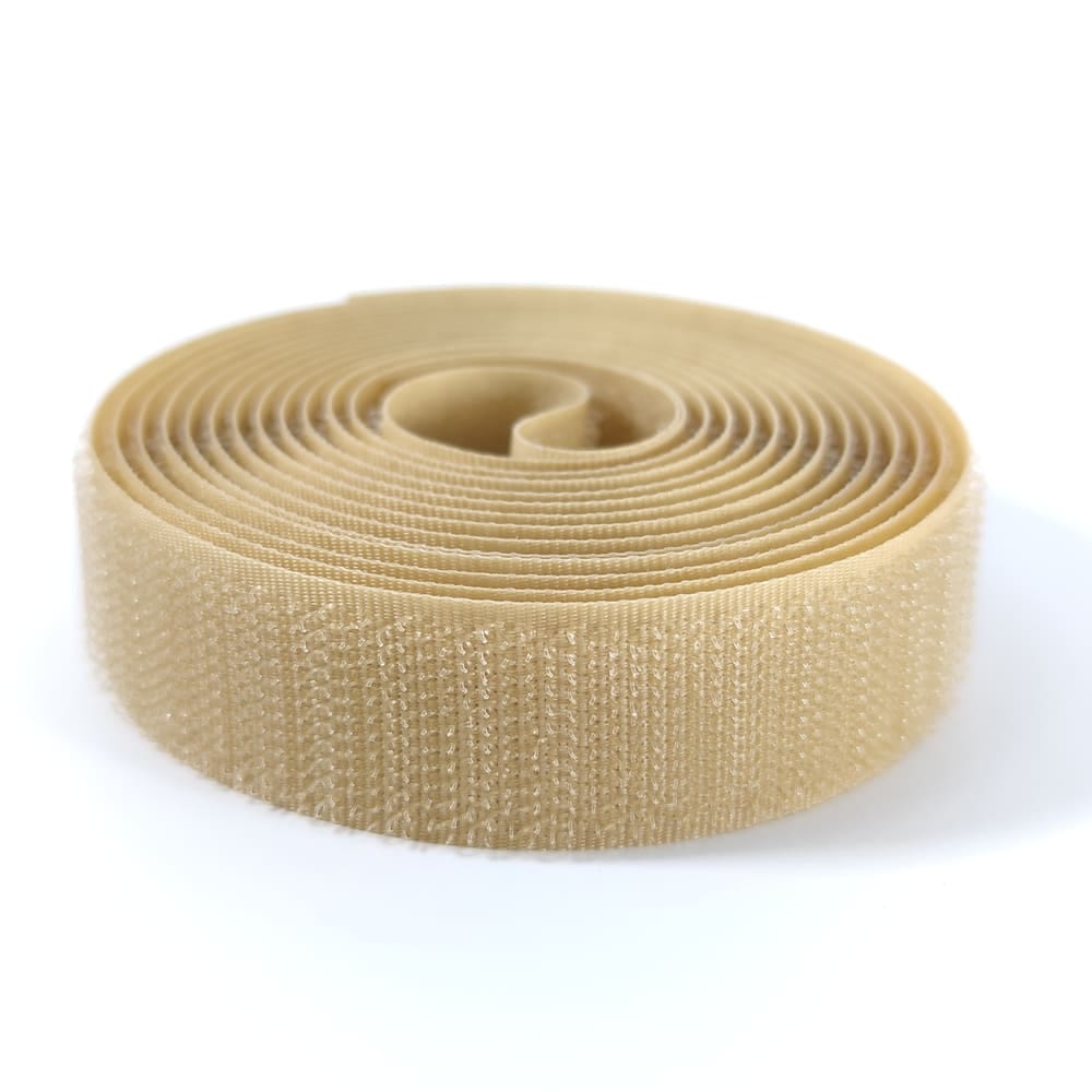 Klettverschluss - wahlweise Klett- oder Flauschband zum Aufnähen, verschiedene Breiten, Farbe: beige