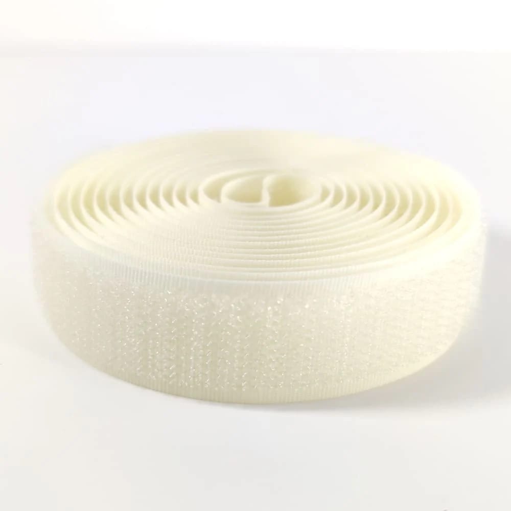 Klettverschluss - wahlweise Klett- oder Flauschband zum Aufnähen, verschiedene Breiten, Farbe: natur / rohweiß