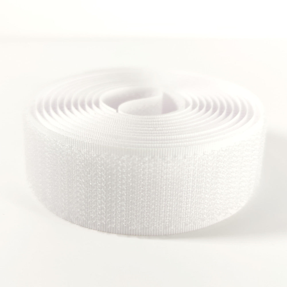 Klettverschluss - wahlweise Klett- oder Flauschband zum Aufnähen, verschiedene Breiten, Farbe: weiß