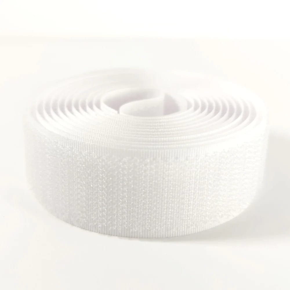 Klettverschluss - wahlweise Klett- oder Flauschband zum Aufnähen, verschiedene Breiten, Farbe: weiß